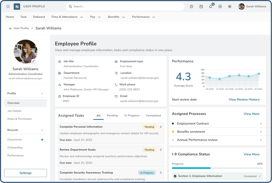 Neogov Employee Profile dashboard screenshot