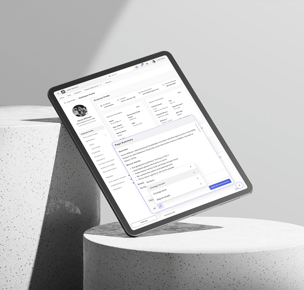 AI Writing Assistant interface on tablet