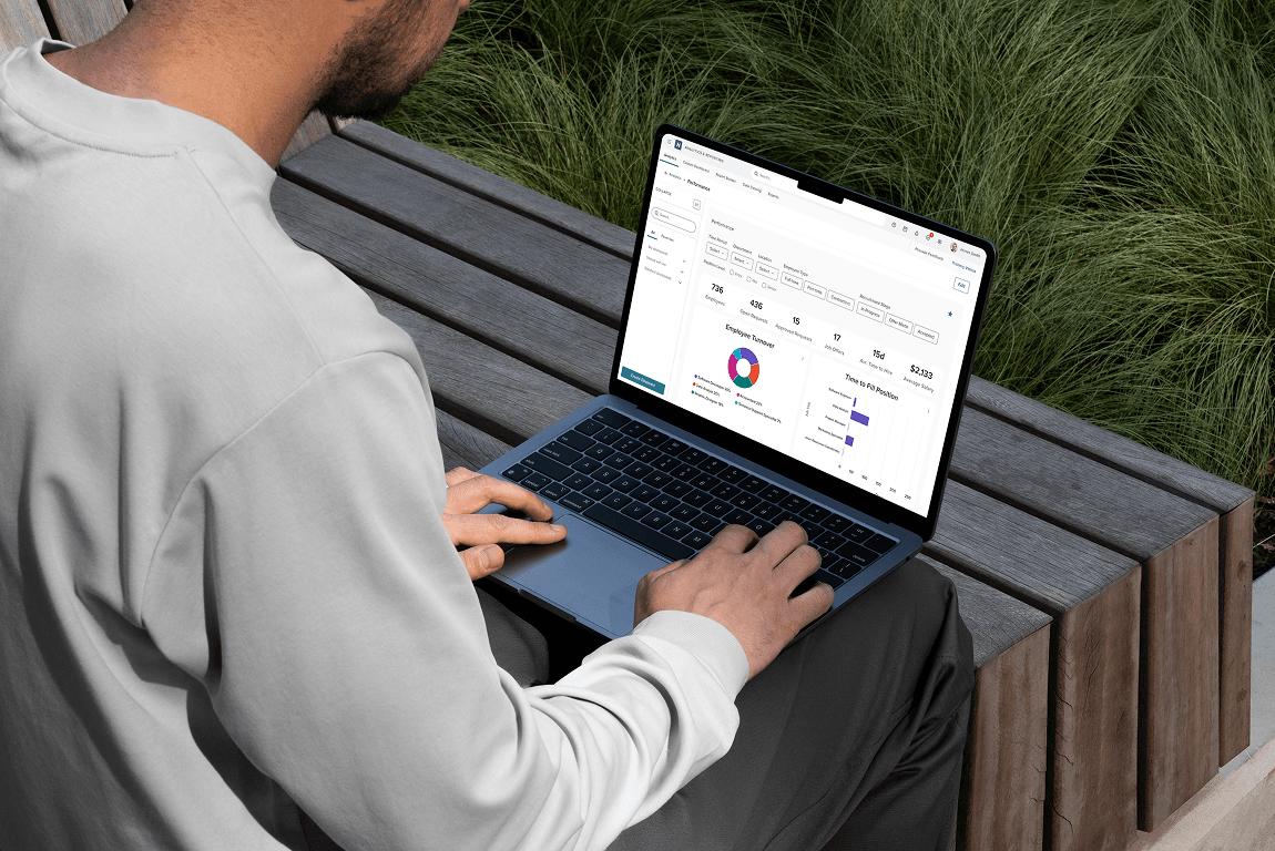 Performance dashboard for managers on laptop