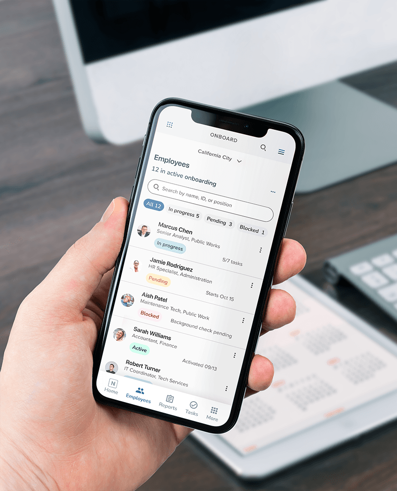 Employee list on mobile phone